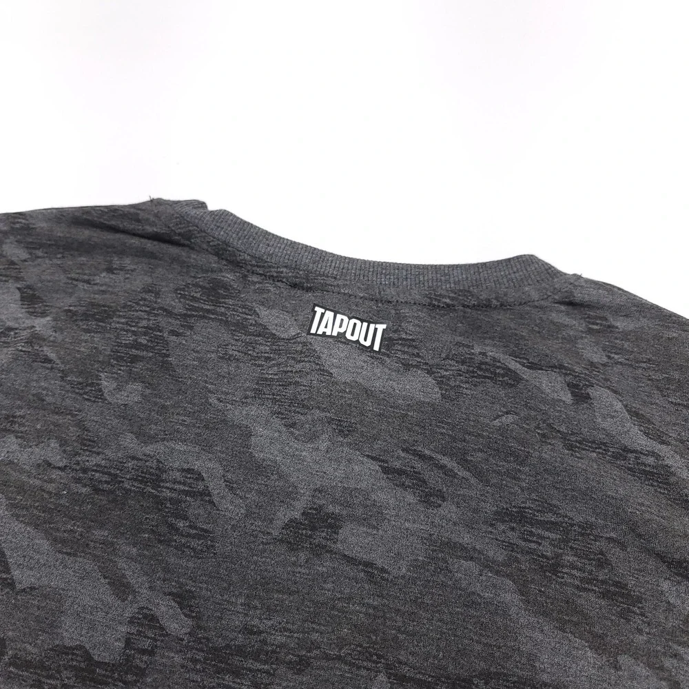 Tapout WWE Mens Camo T-Shirt Grey‎ Camouflage Performance Crew Neck Large NWT